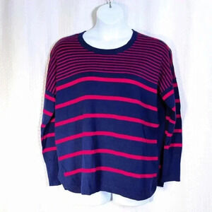 NWT Vineyard Vines Size XL Striped Relaxed Sweater/Deep Bay blue/red long sleeve